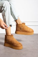 نیم بوت زنانه ضخیم خز Tefis Tan جیر برند Marjinal City(شهر حاشیه ای)  رنگ قهوه ای - Image 3