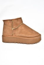 نیم بوت زنانه ضخیم خز Tefis Tan جیر برند Marjinal City(شهر حاشیه ای)  رنگ قهوه ای - Image 2